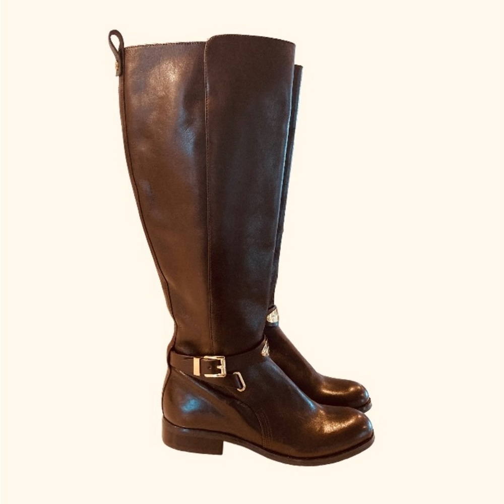 Michael Kors brown leather riding boots tall